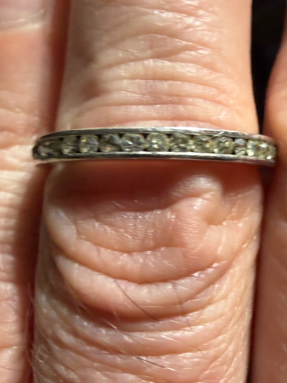 Vintage Sterling Silver Crystals Band Ring 8